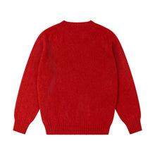 POPPY RED SHETLAND CREW NECK SWEATER