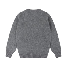 GREY SHETLAND CREW NECK SWEATER