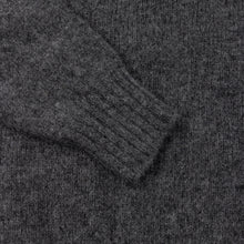 CHARCOAL GREY KNITTED LONG SLEEVE SHETLAND POLO SWEATER WITH SPORTS COLLAR AND BUTTONS