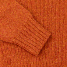 ORANGE KNITTED LONG SLEEVE SHETLAND POLO SWEATER WITH SPORTS COLLAR AND BUTTONS