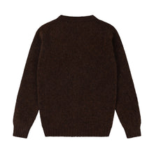 DARK BROWN V-NECK BRUSHED SHETLAND CARDIGAN WITH FIVE BROWN BUTTONS