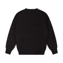 BLACK SHETLAND CREW NECK SWEATER